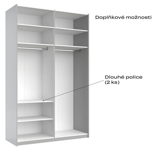 Skříň s posuvnými dveřmi 1,5x2,4 m lesklá / zrcadlo Megy
