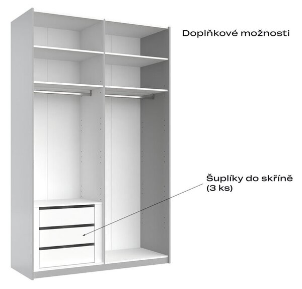 Skříň s posuvnými dveřmi 1,5x2,4 m lesklá / zrcadlo Megy