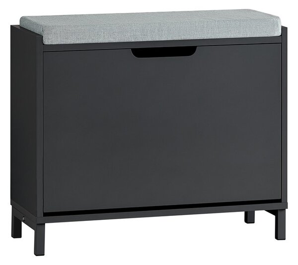 Sobuy Fsr151-K-Sch Výklopný Botník S 1 Klapkou Botník Úzký Botník Se 2 Policemi Komoda Na Boty Botník Černý Wd Cca 60X52X24Cm