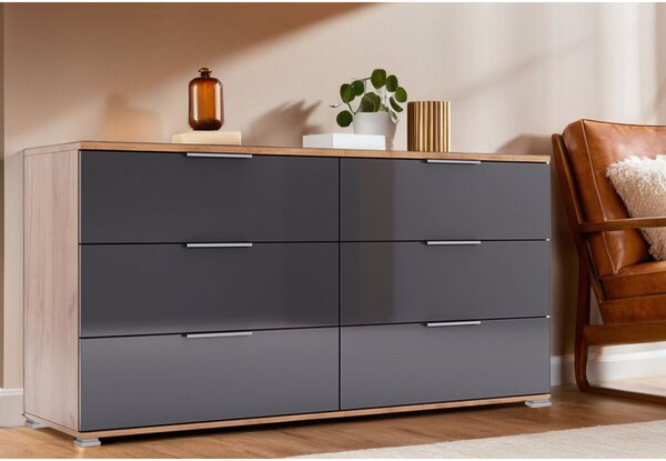 Komoda 6 šu Lava / dub kraft Luna
