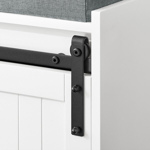 Sobuy Fsr133-K-W Lavice Na Boty Se Sedátkem Skříňka Na Boty S Posuvnými Dveřmi Komoda Na Boty Úzký Botník Wd Cca 90X46X35Cm Bílá Barva