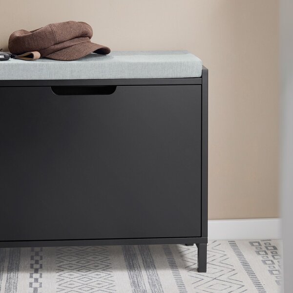 Sobuy Fsr151-K-Sch Výklopný Botník S 1 Klapkou Botník Úzký Botník Se 2 Policemi Komoda Na Boty Botník Černý Wd Cca 60X52X24Cm