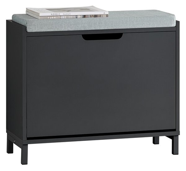 Sobuy Fsr151-K-Sch Výklopný Botník S 1 Klapkou Botník Úzký Botník Se 2 Policemi Komoda Na Boty Botník Černý Wd Cca 60X52X24Cm