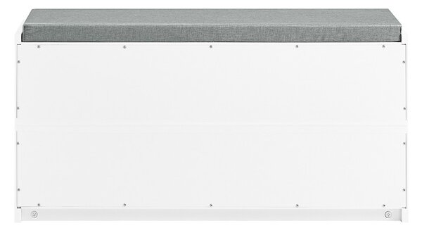 Sobuy Fsr133-K-W Lavice Na Boty Se Sedátkem Skříňka Na Boty S Posuvnými Dveřmi Komoda Na Boty Úzký Botník Wd Cca 90X46X35Cm Bílá Barva