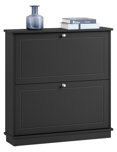 Sobuy Fsr99-Sch Výklopník Na Boty Se 2 Klapkami Botník Úzký Botník Se 4 Policemi Komoda Na Boty Botník Černý Wd Cca 76X79X18Cm