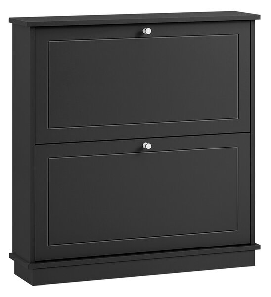 Sobuy Fsr99-Sch Výklopník Na Boty Se 2 Klapkami Botník Úzký Botník Se 4 Policemi Komoda Na Boty Botník Černý Wd Cca 76X79X18Cm