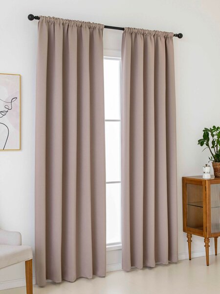 MK Lůžkoviny Blackout závěsy Elias cappuccino – 140 × 160 cm (2 ks) - řasící stuha