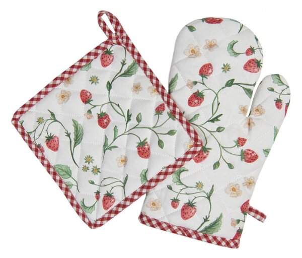 Bavlněná podložka pod hrnec s motivem jahod Wild Strawberries – 20x20 cm