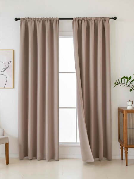 MK Lůžkoviny Blackout závěsy Elias cappuccino – 140 × 160 cm (2 ks) - řasící stuha