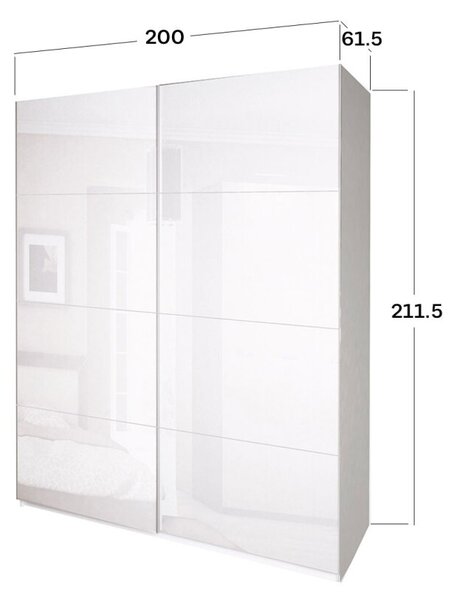 Skříň s posuvnými dveřmi 2,0x2,1m (Dveře Lesklé Bílé), série N Family