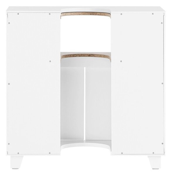 Sobuy Bzr148-W Toaletní Skříňka Se 2 Dveřmi A 1 Otevřenou Přihrádkou Bílá Rozměry Cca 60X61X30Cm