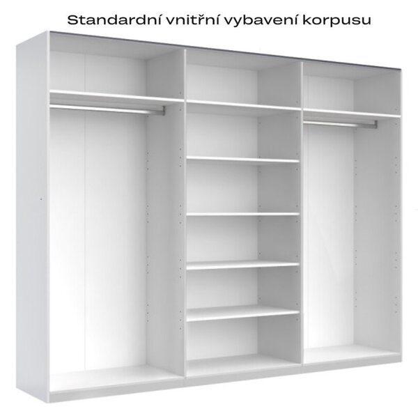 Skříň s posuvnými dveřmi 2,5x2,1 m lesklá šedá / zrcadlo Megy