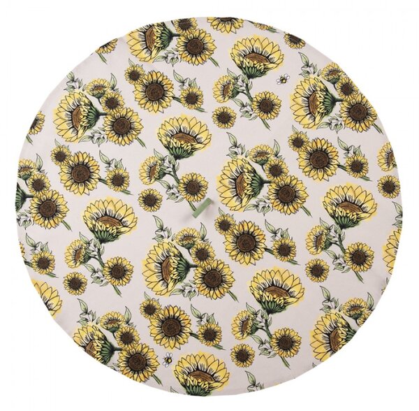 Béžová kulatá bavlněná utěrka se slunečnicemi Sunny Sunflowers