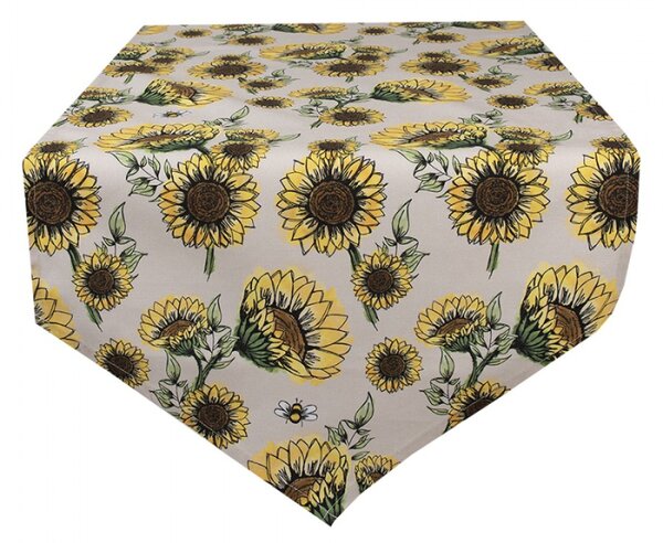 Béžový bavlněný běhoun se slunečnicemi Sunny Sunflowers