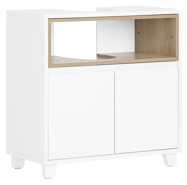 Sobuy Bzr148-W Toaletní Skříňka Se 2 Dveřmi A 1 Otevřenou Přihrádkou Bílá Rozměry Cca 60X61X30Cm