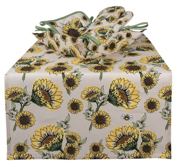 Béžový bavlněný košík na pečivo se slunečnicemi Sunny Sunflowers