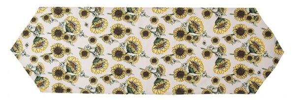 Béžový bavlněný běhoun se slunečnicemi Sunny Sunflowers