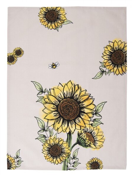 Béžová bavlněná utěrka se slunečnicemi Sunny Sunflowers
