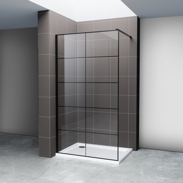 Hagser Agatha sprchová zástěna walk-in 90 cm černá matný/průhledné sklo HGR90000022
