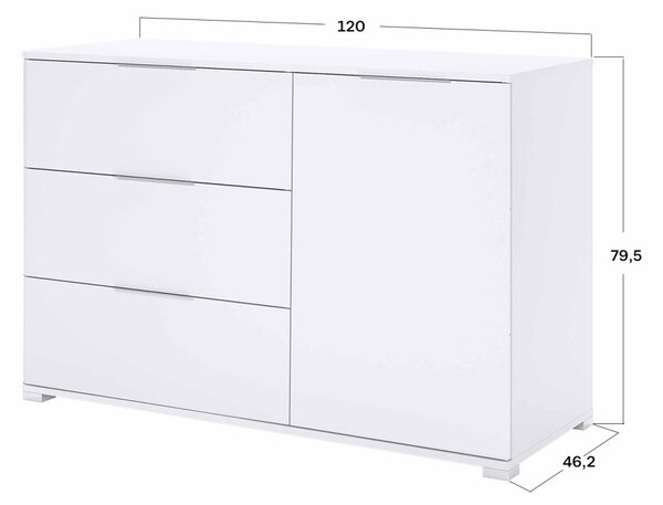 Komoda 1dveřová 3šuplíková Super Mat Bílá Barton