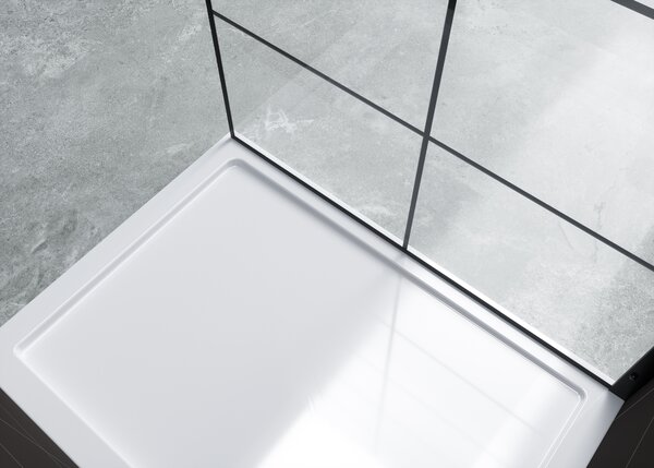 Hagser Agatha sprchová zástěna walk-in 90 cm černá matný/průhledné sklo HGR90000022