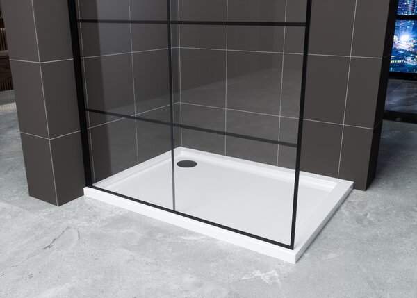 Hagser Agatha sprchová zástěna walk-in 90 cm černá matný/průhledné sklo HGR90000022