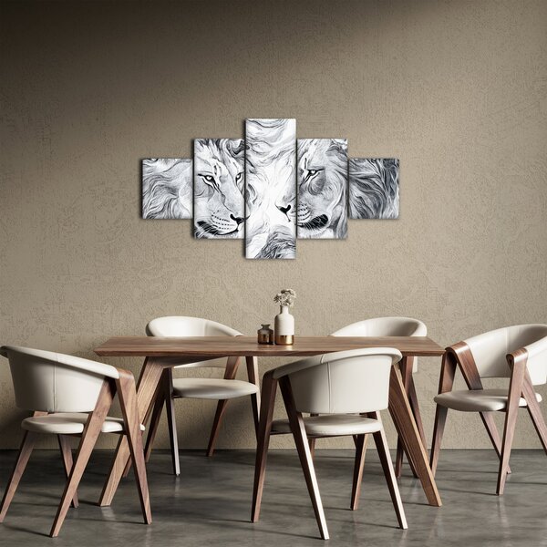 Obraz - Kreslené lví hlavy (125x70 cm)