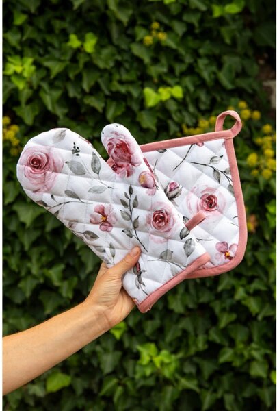 Bavlněná chňapka-podložka s růžemi Rustic Rose – 20x20 cm