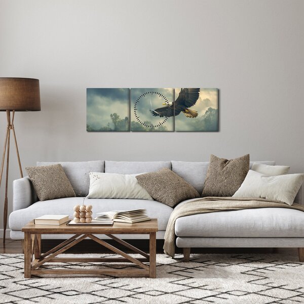 Obraz - Letící orel (s hodinami) (90x30 cm)