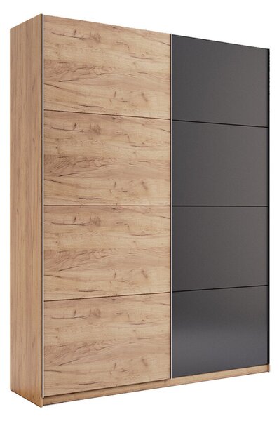 Skříň s posuvnými dveřmi 1,5x2,4m (Dveře Dub Kraft/Mat Láva), série N Luna