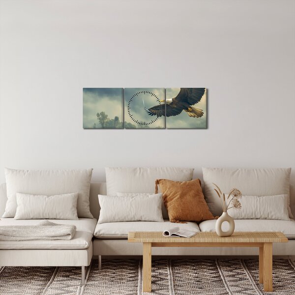 Obraz - Letící orel (s hodinami) (90x30 cm)