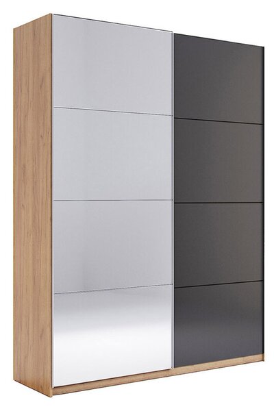 Skříň s posuvnými dveřmi 2.0x2.4m (Dveře Mat Láva/Zrcadlo), série N Luna