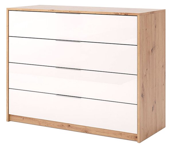 Komoda 4š, bílý lesk Raymond