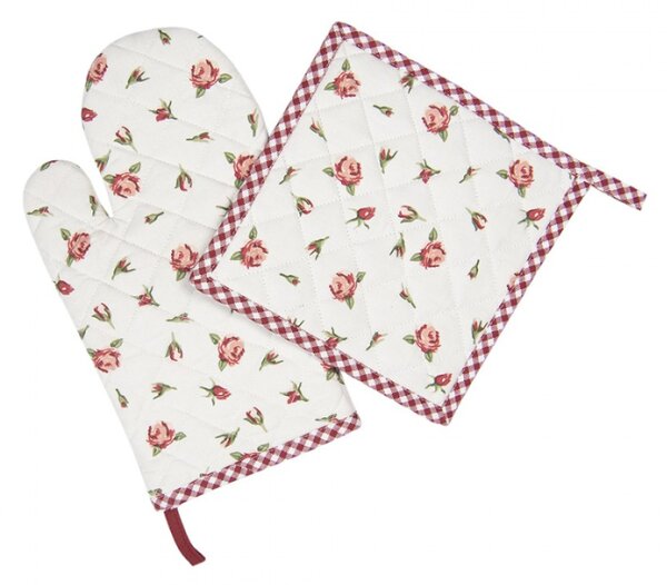 Bavlněná kuchyňská chňapka s růžemi Romantic Roses – 18x30 cm