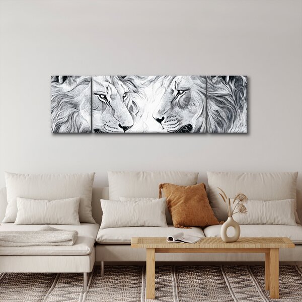 Obraz - Kreslené lví hlavy (170x50 cm)