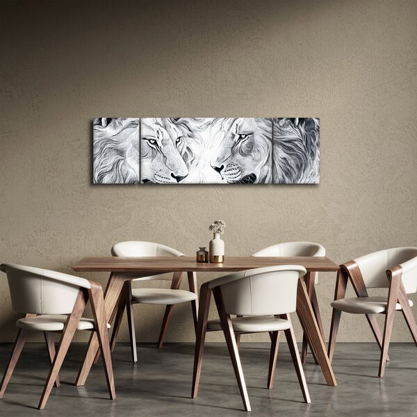 Obraz - Kreslené lví hlavy (170x50 cm)