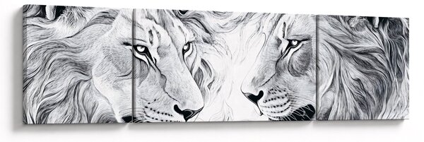 Obraz - Kreslené lví hlavy (170x50 cm)