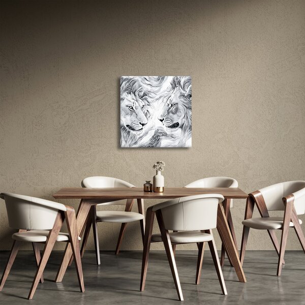 Obraz - Kreslené lví hlavy (30x30 cm)
