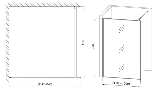 Hagser Hawisa sprchová zástěna walk-in 120 cm černá matný/průhledné sklo HGR70000022