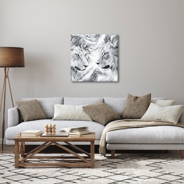 Obraz - Kreslené lví hlavy (30x30 cm)