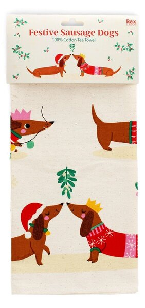 Bavlněná utěrka 70x50 cm Festive Sausage Dog – Rex London