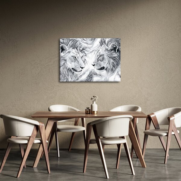 Obraz - Kreslené lví hlavy (70x50 cm)