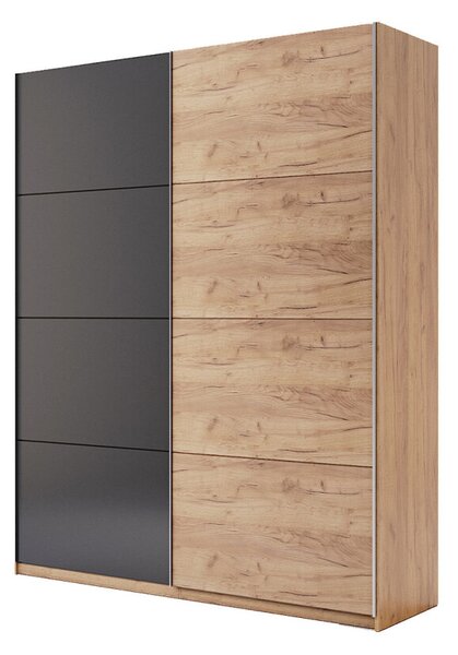 Skříň s posuvnými dveřmi 2.0x2.4m (Dveře Dub Kraft/Mat Láva), série N Luna