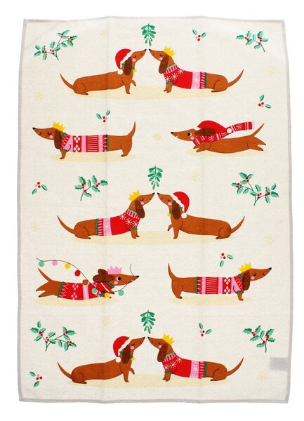 Bavlněná utěrka 70x50 cm Festive Sausage Dog – Rex London