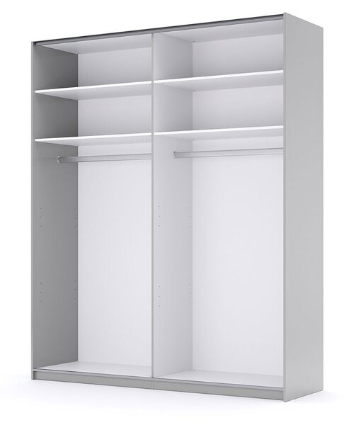 Skříň s posuvnými dveřmi 2.0x2.4 m, šedý lesk / zrcadlo Megy
