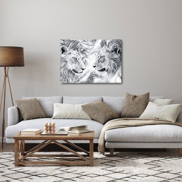 Obraz - Kreslené lví hlavy (70x50 cm)