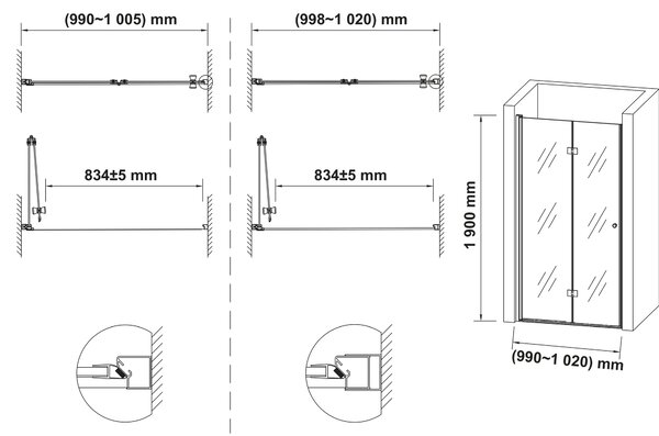 Hagser Carla sprchové dveře 100 cm skládací chrom lesk/průhledné sklo HGR50000021