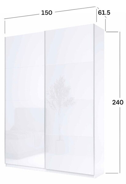 Skříň s posuvnými dveřmi 1,5x2,4 m (Dveře Lesklá Bílá), série N Family