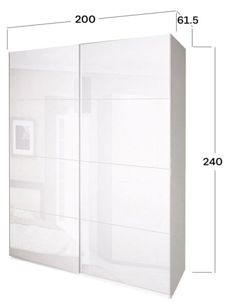 Skříň s posuvnými dveřmi 2,0x2,4m (Dveře Lesklé Bílé), série N Family
