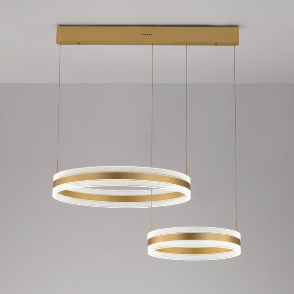 Zlaté kovové závěsné LED světlo Nova Luce Agos 82 cm